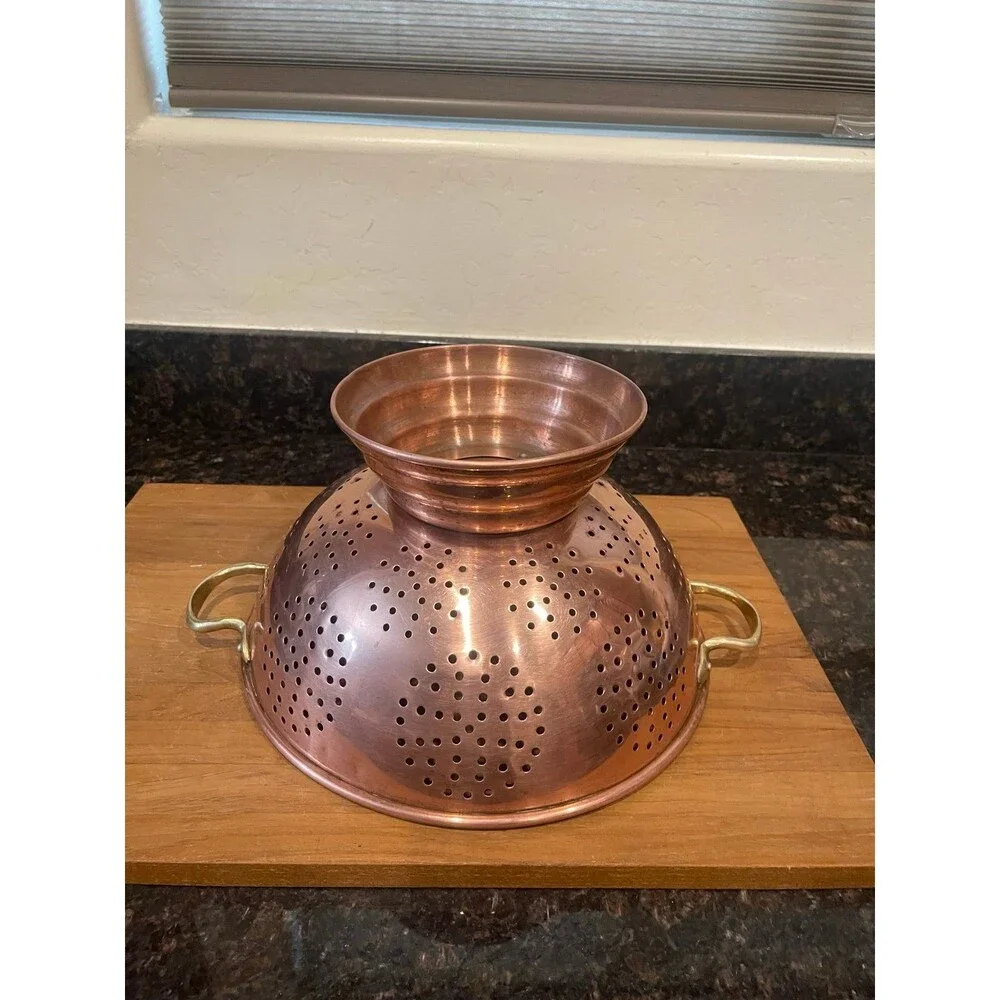 12 inch vintage copper colander